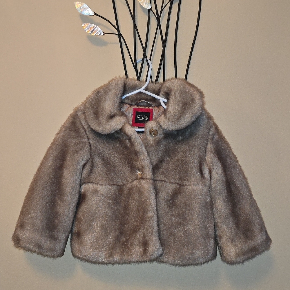 The Children's Place Faux Fur Pea Coat - Tan